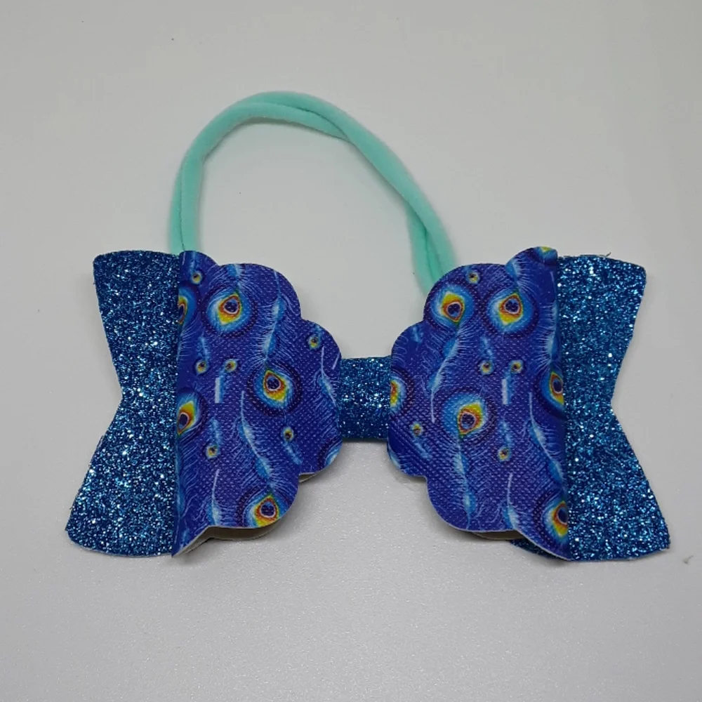 father print handmade faux leather bow headband
